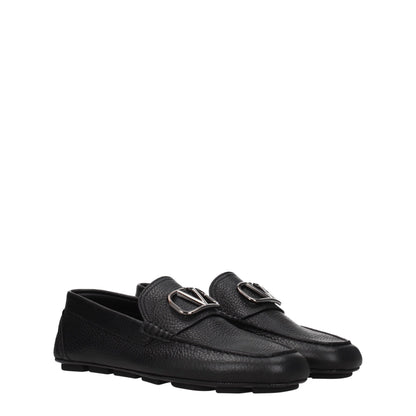 Valentino Garavani Black Leather Slip-On Loafers