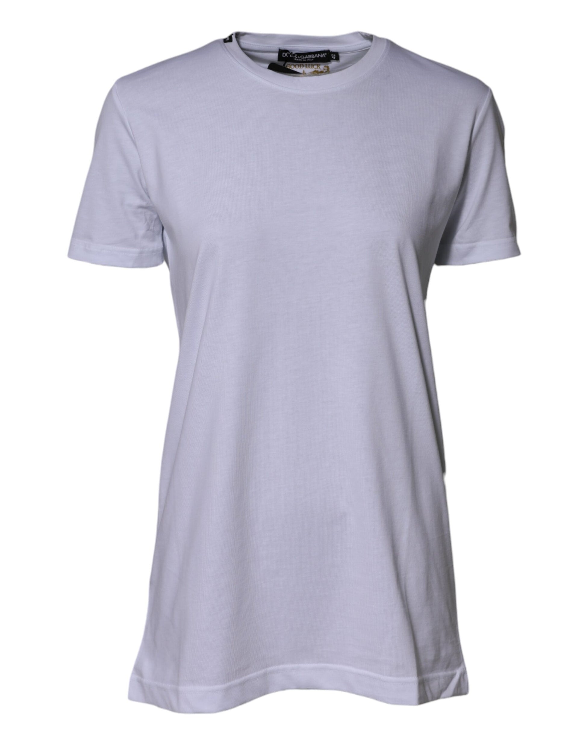 Dolce & Gabbana White Cotton Goodluck 2023 Crew Neck T-shirt