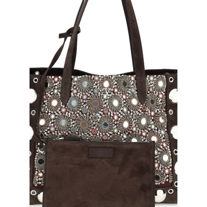 Valentino Garavani Brown Calf Leather Bos Taurus Shoulder Bag