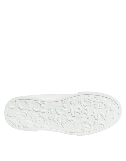 Dolce & Gabbana Black White Leather Portofino Sneaker Shoes