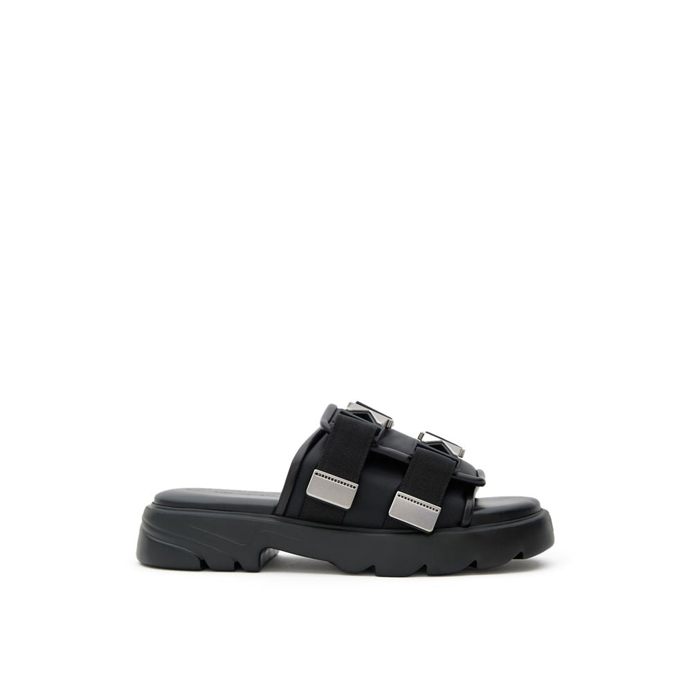 Bottega Veneta Black Cotton Slippers
