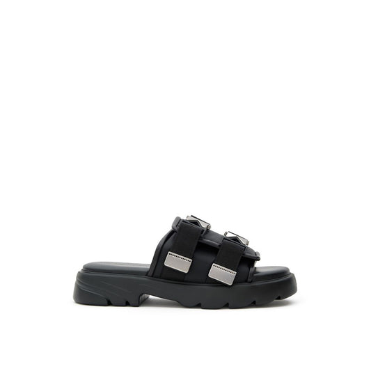 Bottega Veneta Black Cotton Slippers