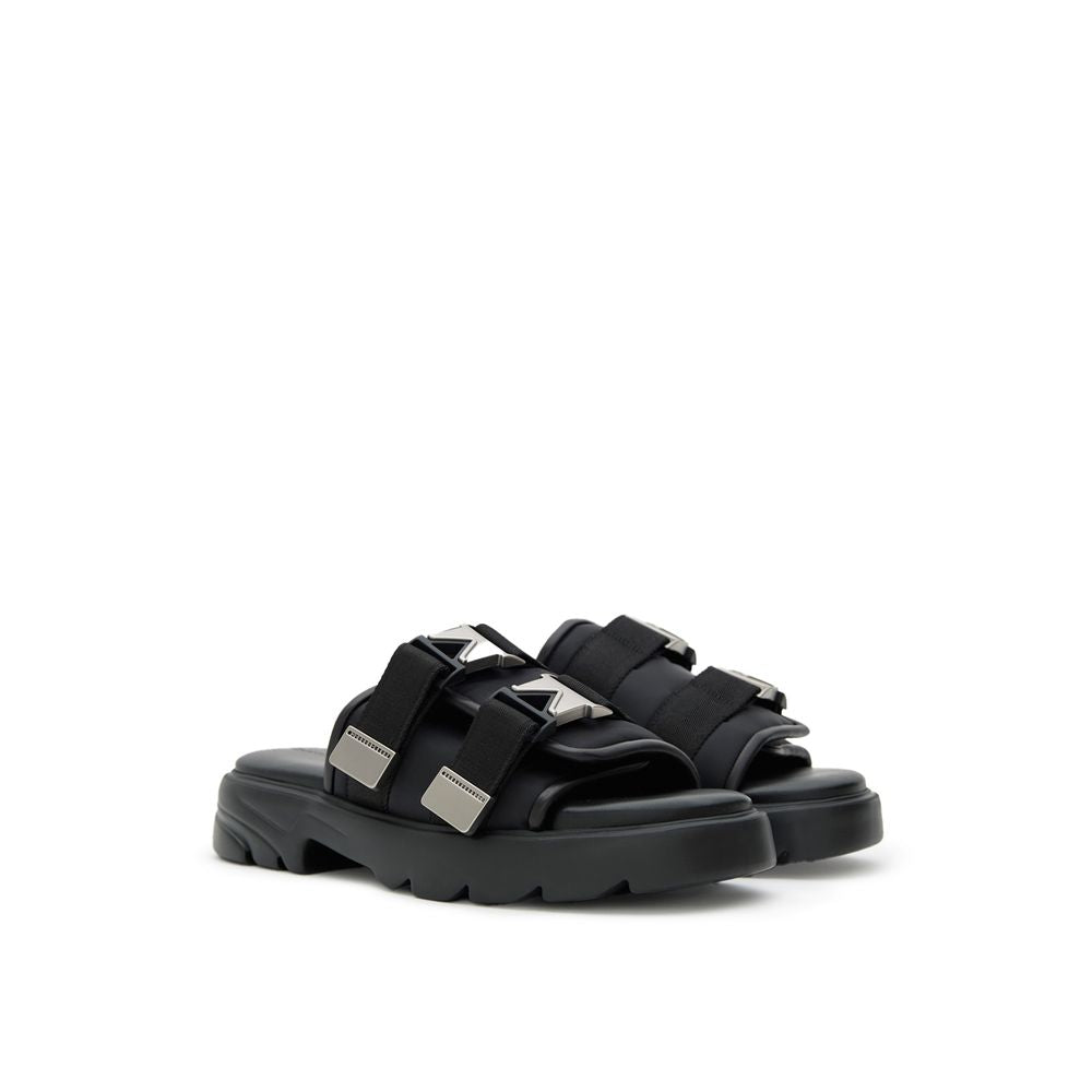 Bottega Veneta Black Cotton Slippers
