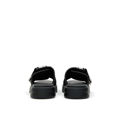 Bottega Veneta Black Cotton Slippers
