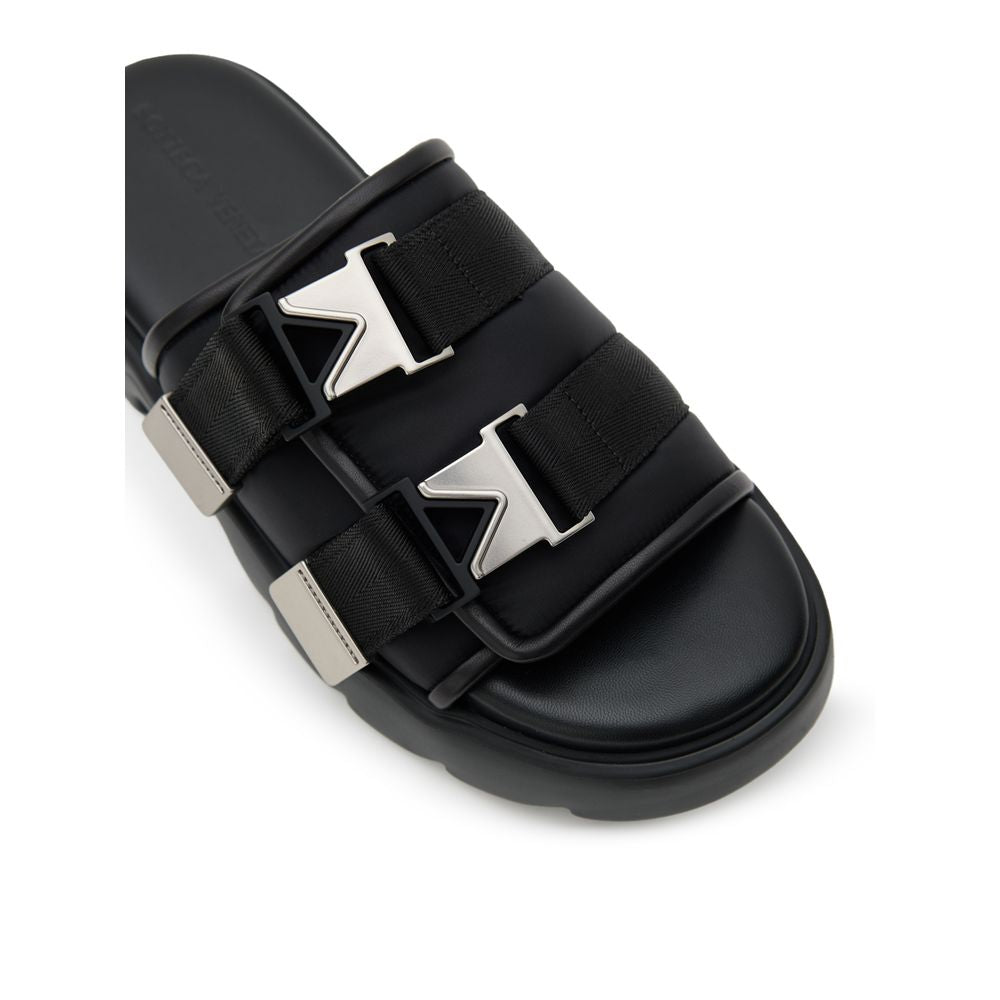 Bottega Veneta Black Cotton Slippers