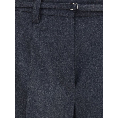 Brunello Cucinelli Gray Fleece Wool Casual Pants