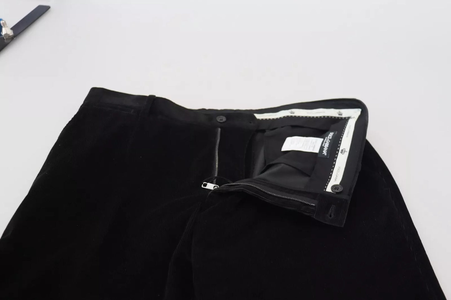 Dolce & Gabbana Black Stretch Cotton Slim Trousers Chino Pants
