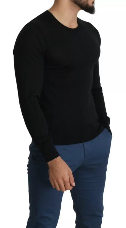 Dolce & Gabbana Black Cashmere Crewneck Pullover Sweater