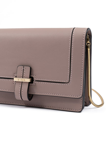 Giada Powder Pink Leather Clutch Bag