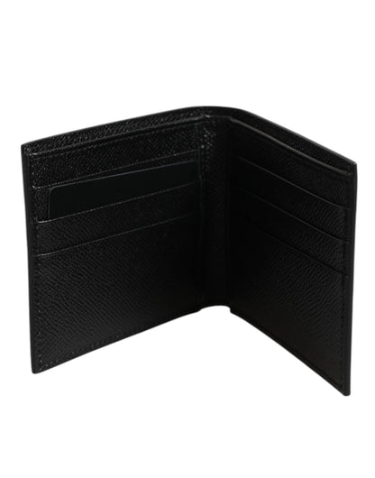 Dolce & Gabbana White Leather DG Star Logo Bifold Men Card Holder Wallet