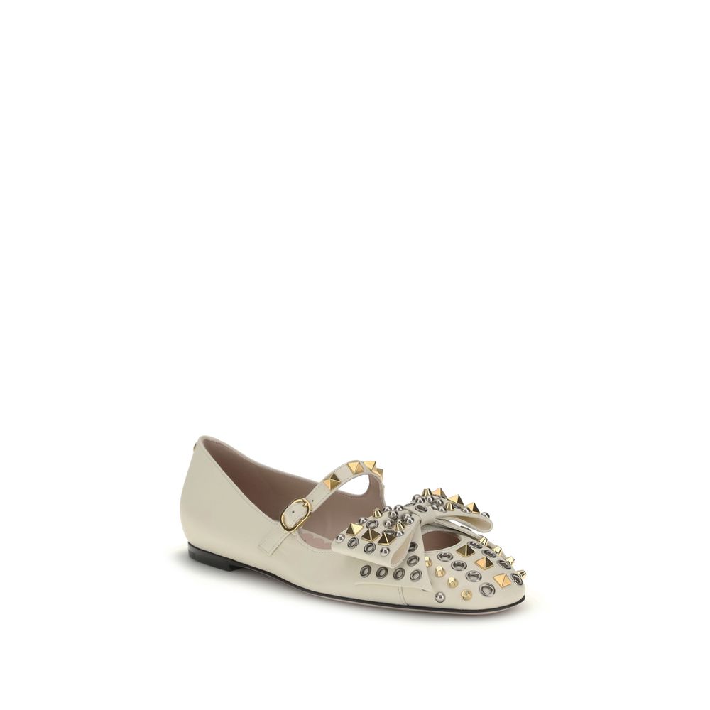 Valentino Garavani Beige Goatskin Ballet Flats