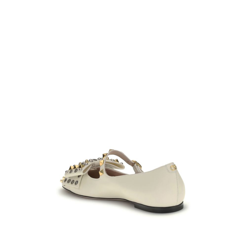 Valentino Garavani Beige Goatskin Ballet Flats