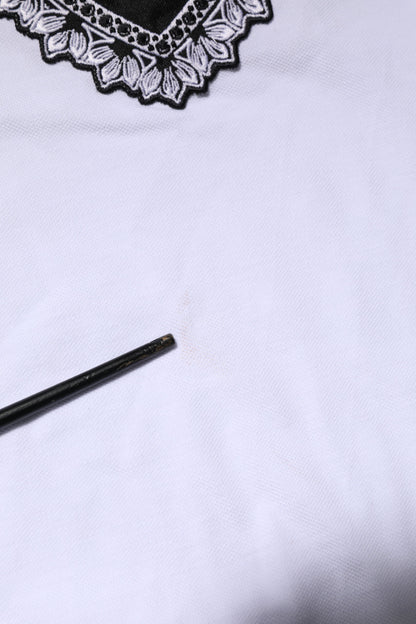 Dolce & Gabbana White Cotton DG Heart Logo Embroider T-shirt