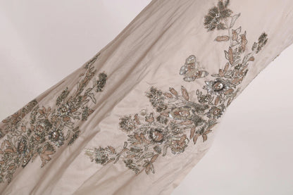 Dolce & Gabbana Beige Sequined Flower Flare Ball Gown Dress