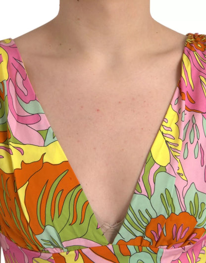 Dolce & Gabbana Multicolor Floral Silk Flared Mini Dress