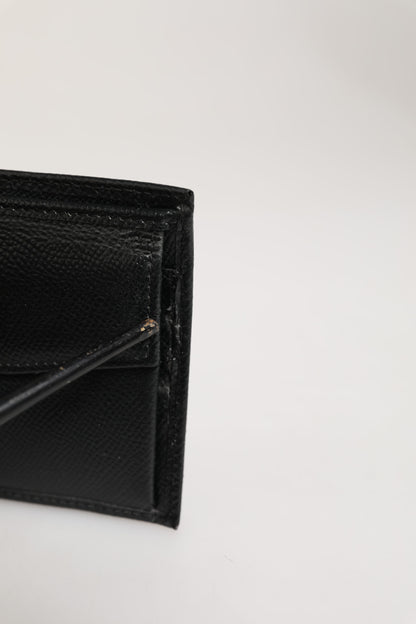 Dolce & Gabbana Black Leather Plaque Logo Bifold Men Card Holder Wallet