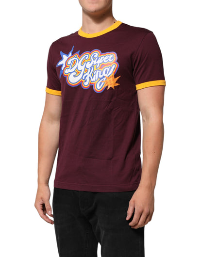 Dolce & Gabbana Burgundy Cotton DG Super King Logo T-Shirt