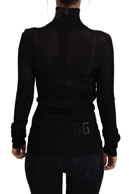 Dolce & Gabbana Black Turtleneck Slim Fit Pullover Sweater