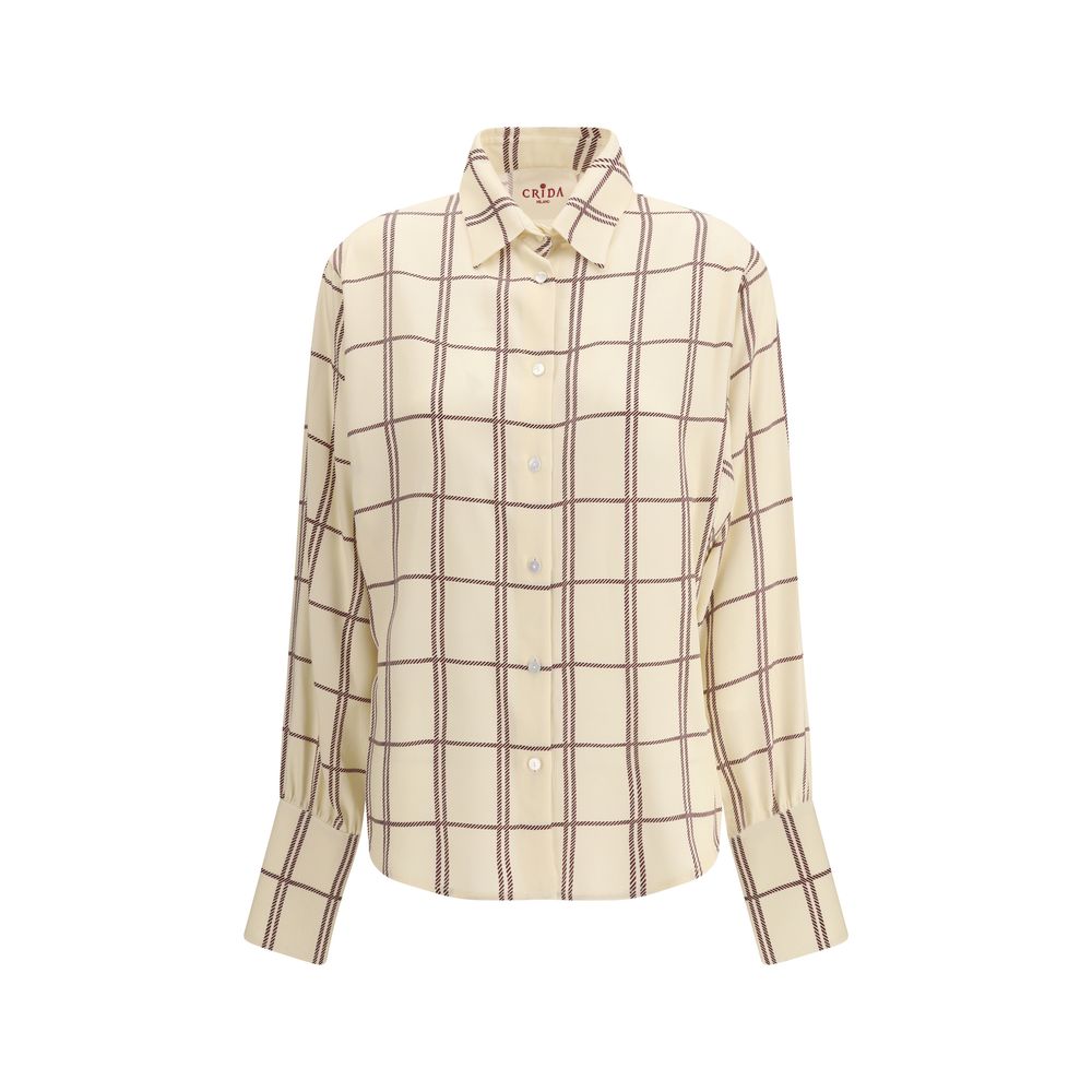 Crida Milano Cream Silk Pattern Shirt