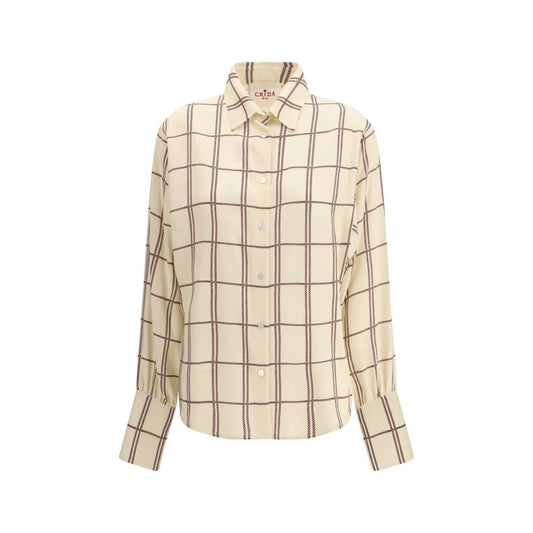 Crida Milano Cream Silk Pattern Shirt