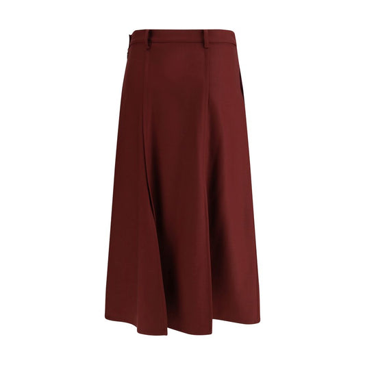 Crida Milano Bordeaux Wool Midi Skirt