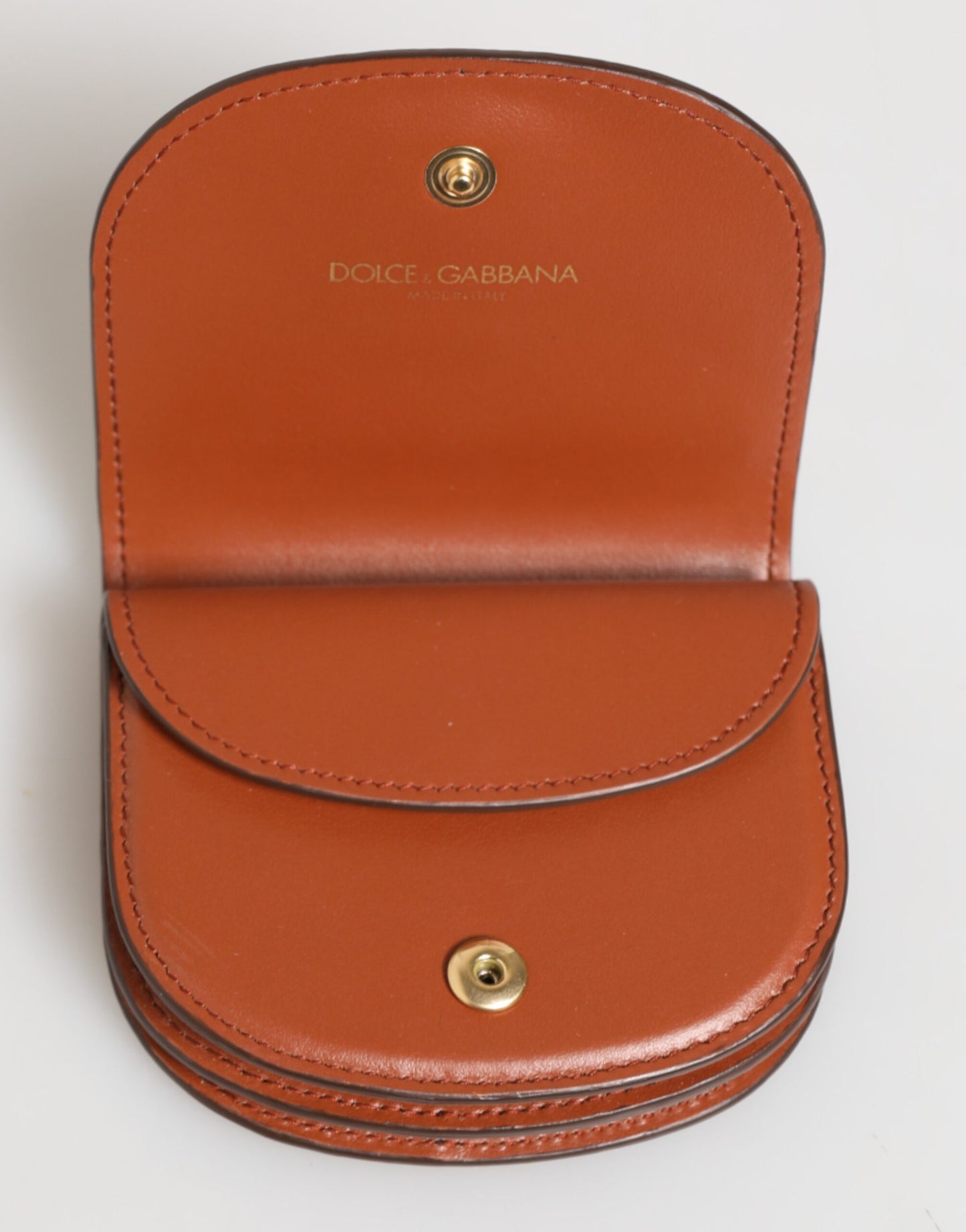 Dolce & Gabbana Brown Black Calf Leather Leopard Print Logo Plaque Wallet