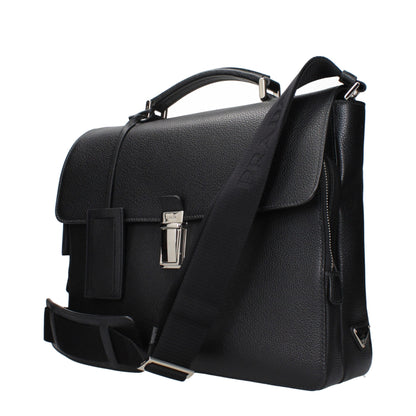 Prada Black Leather Business And Laptop Bags
