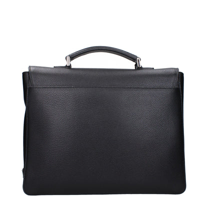 Prada Black Leather Business And Laptop Bags