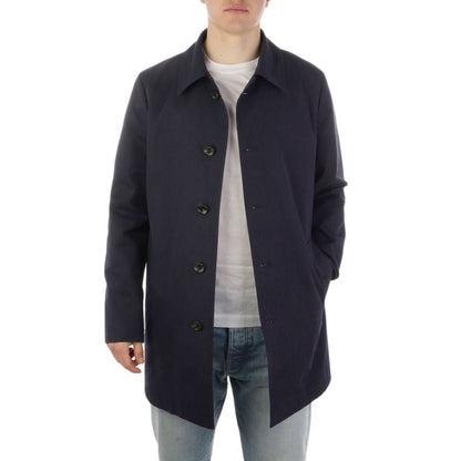 Aquascutum Blue Cotton Men Trench Coat