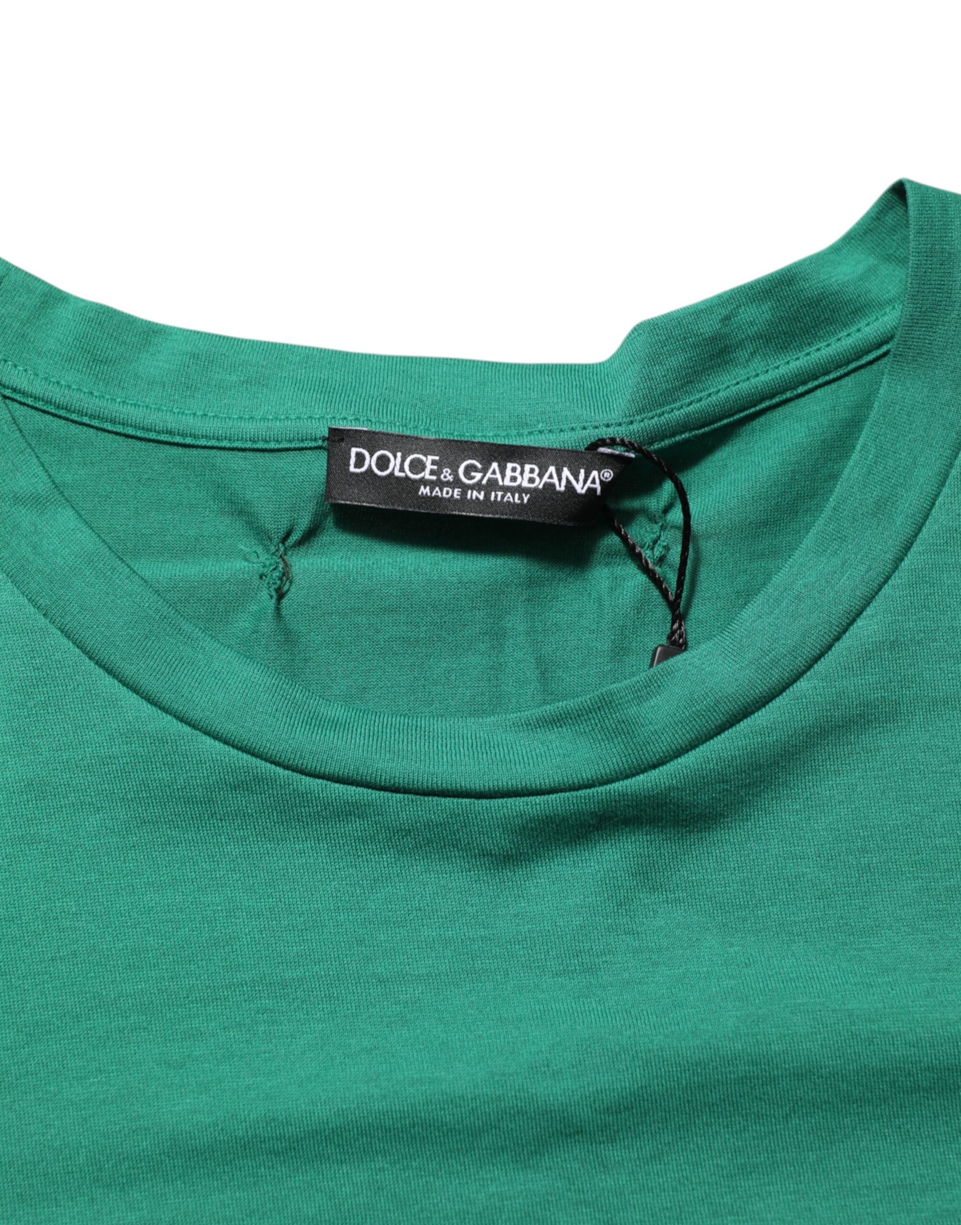 Dolce & Gabbana Green Cotton Graphic Logo Print Crewneck T-shirt