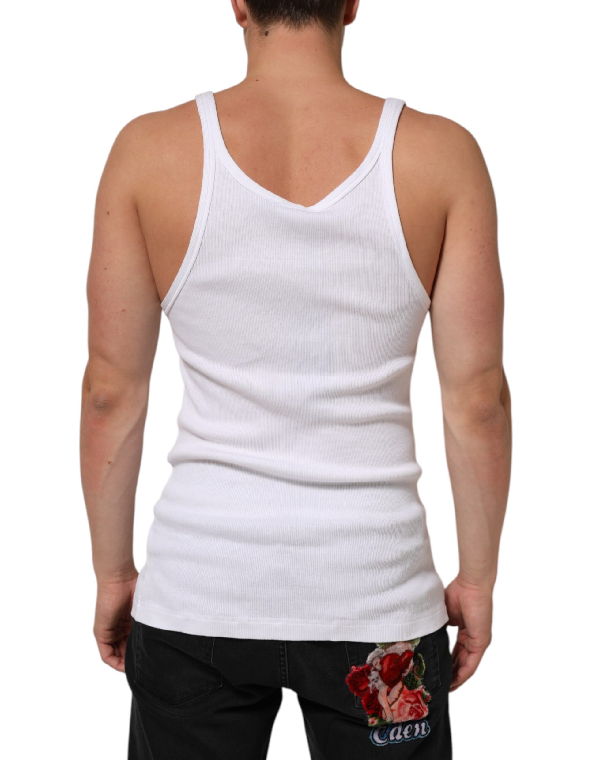 Dolce & Gabbana White Sleeveless Round Neck Tank Top T-shirt