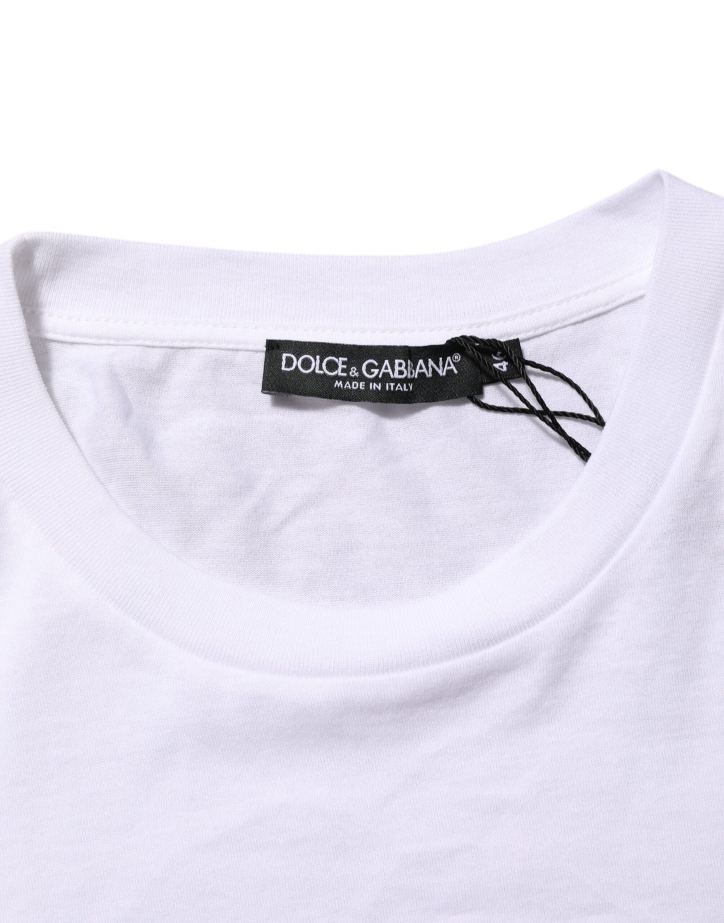 Dolce & Gabbana White Logo Print Cotton Men Crew Neck T-shirt