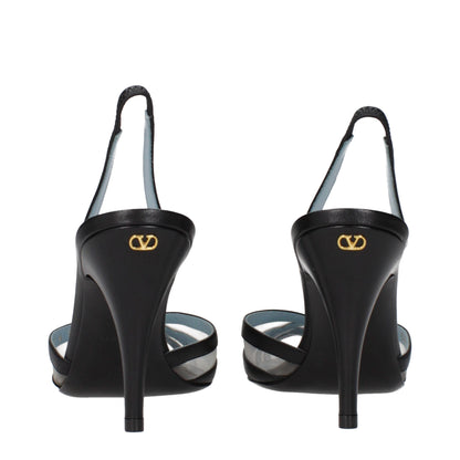 Valentino Garavani Black Leather High Heel Pumps