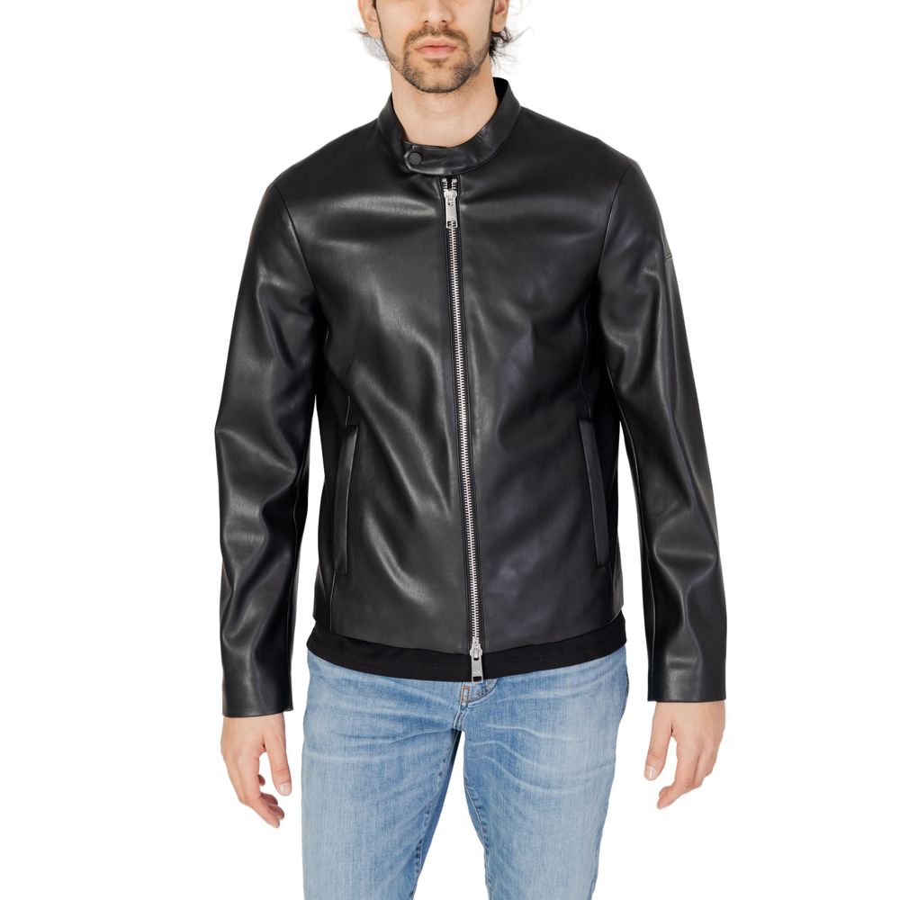 Armani Exchange Black Polyester Jackets & Coat