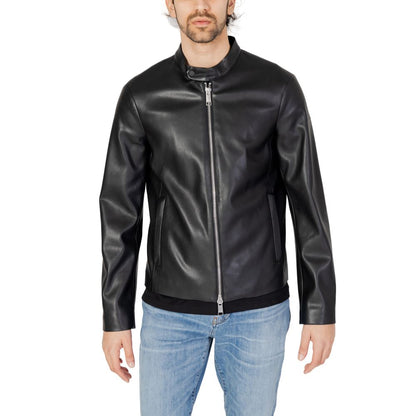 Armani Exchange Black Polyester Jackets & Coat