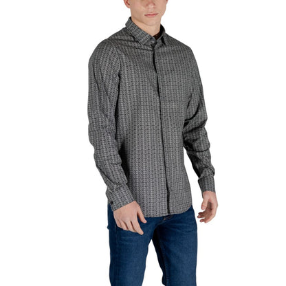 Armani Exchange Black Cotton Pattern Shirt