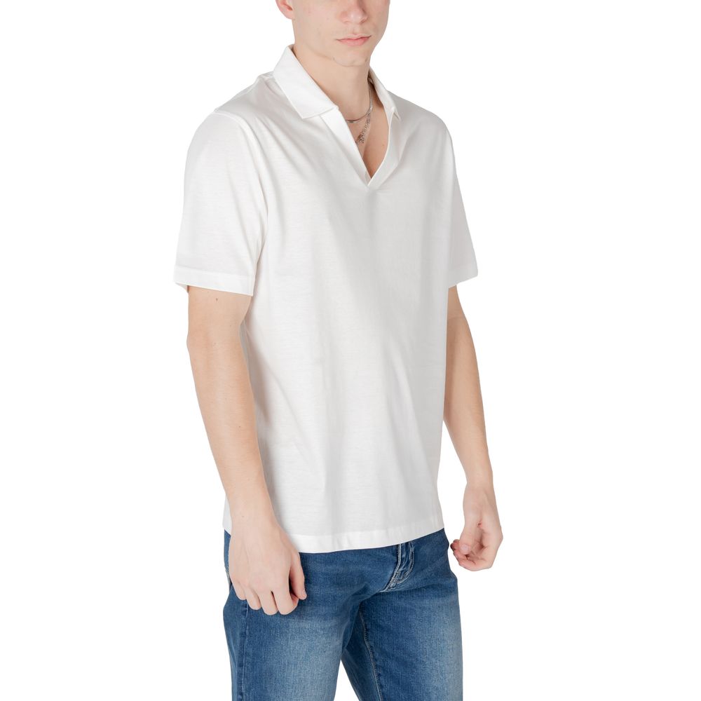 Armani Exchange White Cotton Polo Shirt