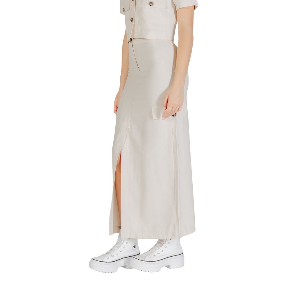 Jacqueline De Yong Beige Viscose Long Skirt