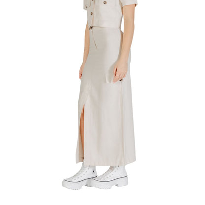 Jacqueline De Yong Beige Viscose Long Skirt
