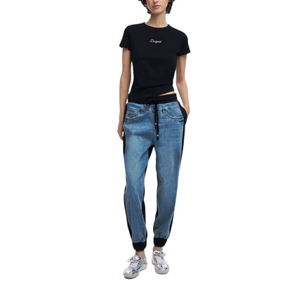 Desigual Black Cotton Mom Jean