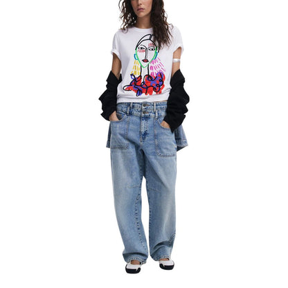 Desigual White Cotton T-Shirt