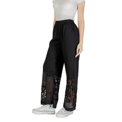 ICHI Black Cotton Pant