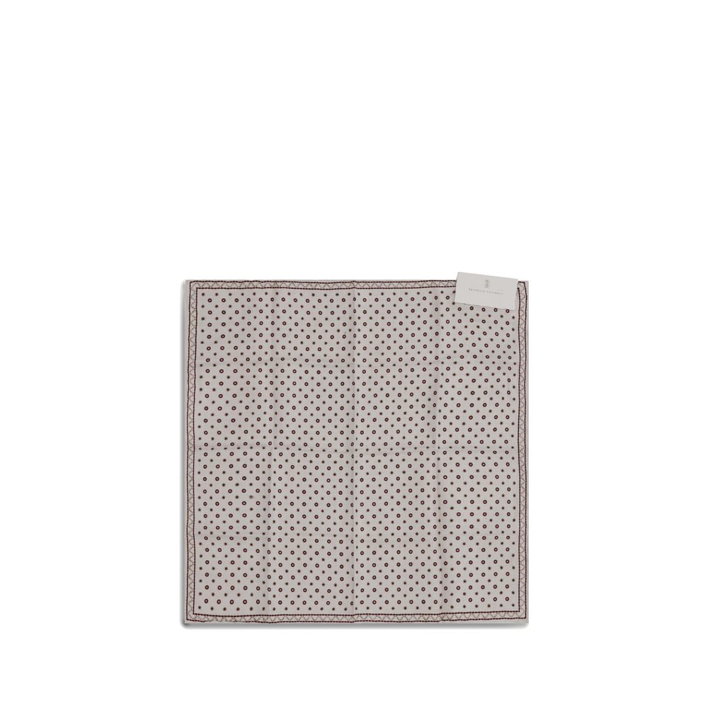 Brunello Cucinelli Gray Silk Pocket Square