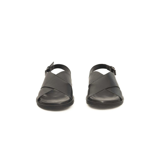 Cerruti 1881 Black Leather Men Sandal