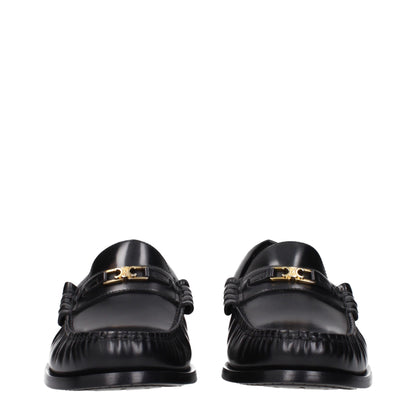 Celine Black Leather Slip-On Loafers