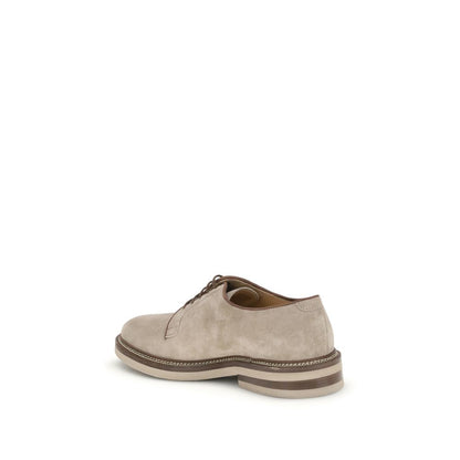 Brunello Cucinelli Beige Calf Leather Bos Taurus Oxfords And Derbies