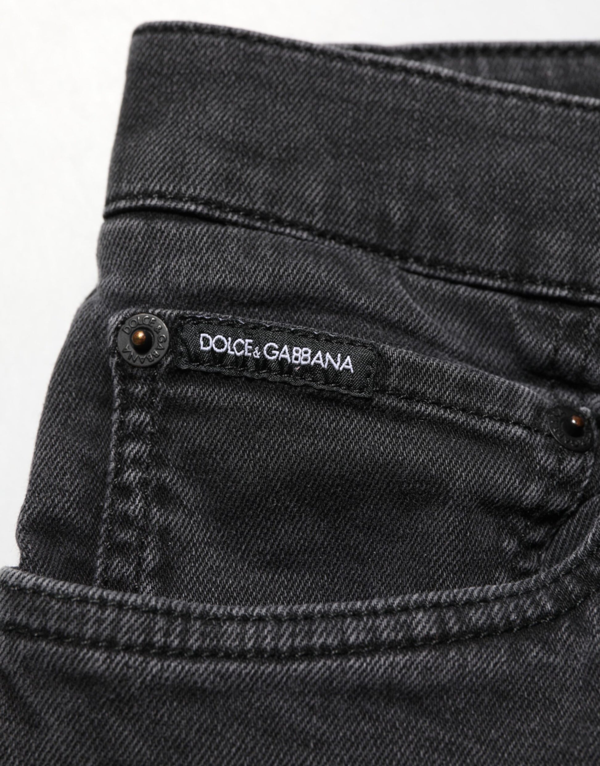 Dolce & Gabbana Dark Gray Cotton Stretch Denim Trouser Jeans