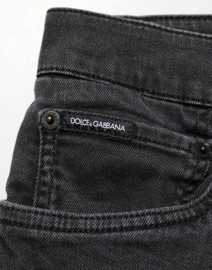 Dolce & Gabbana Dark Gray Cotton Stretch Denim Trouser Jeans