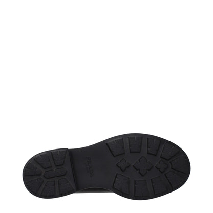 Prada Black Leather Oxfords And Derbies