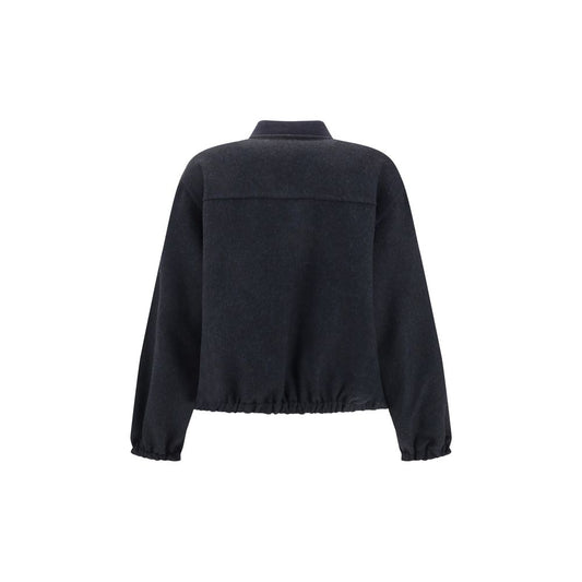 Brunello Cucinelli Blue Fleece Wool Bomber